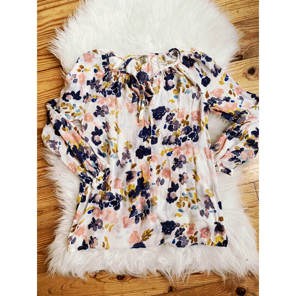 Lucky Brand • Floral Water Paint Long Sleeve Top - Picture 3 of 6